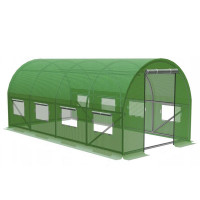 Sera de gradina, tip tunel cu cadru metalic, 300x600cm, verde, 18mp (ventilatie suplimentara) Sera de gradina, tip tunel cu cadru metalic, 300x600cm, verde, 18mp (ventilatie suplimentara)
