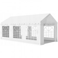 Pavilion de gradina profesional, cu cadru otel 38 mm, acoperis impermeabil 450g/m2, 6x3x2,8 m, alb Pavilion de gradina profesional, cu cadru otel 38 mm, acoperis impermeabil 450g/m2, 6x3x2,8 m, alb