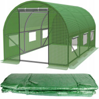 Folie armata pentru sera gradina 400x250 cm, verde, PE 140g/m², UV4, cu ferestre si usa cu fermoar Folie armata pentru sera gradina 400x250 cm, verde, PE 140g/m², UV4, cu ferestre si usa cu fermoar