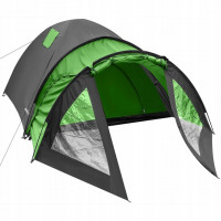 Cort camping 4 persoane cu antreu, impermeabil 3000 mm, 450x210x150 cm, negru si verde Cort camping 4 persoane cu antreu, impermeabil 3000 mm, 450x210x150 cm, negru si verde