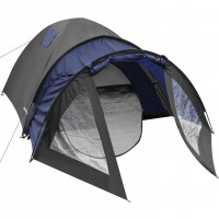 Cort camping 4 persoane cu antreu, impermeabil 3000 mm, 450x210x150 cm, negru si albastru Cort camping 4 persoane cu antreu, impermeabil 3000 mm, 450x210x150 cm, negru si albastru