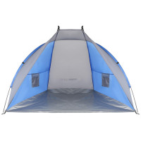Cort plaja pentru 2 persoane, cu protectie UV si podea izolanta, 200x120x120 cm, albastru si gri