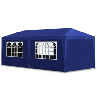 Cort pavilion 6x3m pentru gradina sau evenimente, cu 6 pereti laterali, albastru Cort pavilion 6x3m pentru gradina sau evenimente, cu 6 pereti laterali, albastru