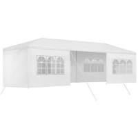 Cort pavilion 9x3m pentru gradina sau evenimente, cu 8 pereti laterali, alb Cort pavilion 9x3m pentru gradina sau evenimente, cu 8 pereti laterali, alb