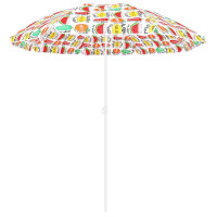 Umbrela plaja 180 cm cu imprimeu fructe, structura otel, reglabila pe inaltime si inclinare, multicolor