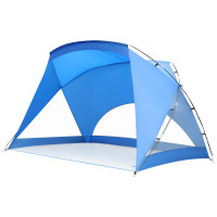 Cort plaja pentru 4 persoane, cu podea, protectie UV, 273x195x177 cm, albastru