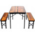 Set mobilier de camping pliabil, masa cu 2 banci, structura otel cu blat MDF, 90x60cm, maro [5]