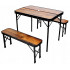 Set mobilier de camping pliabil, masa cu 2 banci, structura otel cu blat MDF, 90x60cm, maro [6]