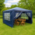 Pavilion gradina cu 4 pereti si ferestre, structura metalica, 300x400x250 cm, albastru [2]