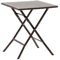 Masa de plastic pliabila, pentru gradina sau balcon, 62x62x73cm, maro imitatie lemn
