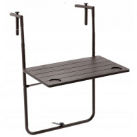 Masa de balcon pliabila, inaltime reglabila, imitatie lemn, suporturi pahare, 64x60x83cm, maro