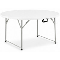 Masa catering rotunda pentru evenimente, pliabila, diametru 180 cm, HDPE, cadru metalic, alb