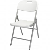 Scaun pliabil 54x46x86 cm, otel si HDPE, antiderapant, alb