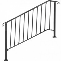 Balustrada fier forjat, 4-5 trepte Vivatechnix Negru Mat, Inaltime 99.8 cm, lungime 144.7 cm, pozitii reglabile