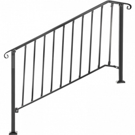 Balustrada fier forjat, 4-5 trepte Vivatechnix Negru Mat, Inaltime 99.8 cm, lungime 144.7 cm, pozitii reglabile [1]