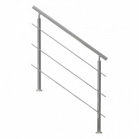 Balustrada inox, 4-5 trepte Vivatechnix, Inaltime 1060mm, lungime 1200mm, pozitii reglabile, 3 bare transversale