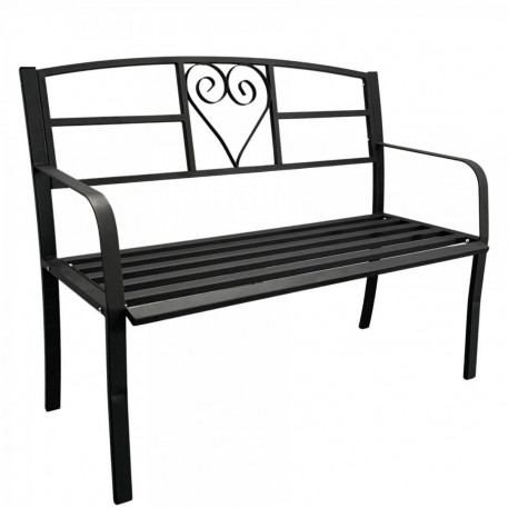 Banca metalica pentru gradina Vivatechnix VMD-1049, Negru, 121x55x98cm [1]