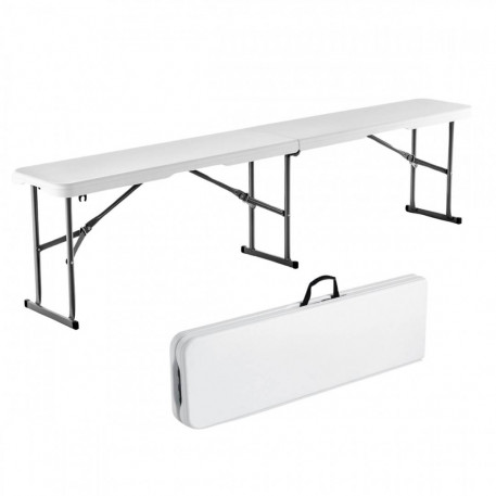 Banca pliabila  1830x307x430 mm, HDPE si Otel, pentru gradina sau catering, Alba [1]
