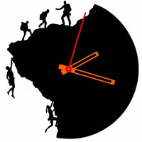 Ceas de perete metalic Krodesign Climbers KRO-1093, diametru 50 cm, negru