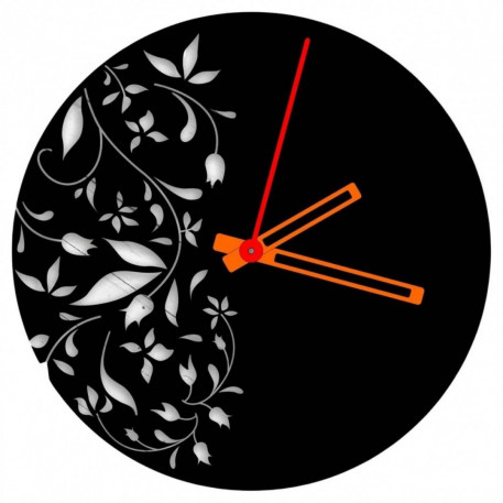 Ceas de perete metalic Krodesign Flowers KRO-1091, diametru 50 cm, negru [1]