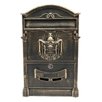 Cutie postala antic auriu 410X260X90mm cu 2 chei si accesorii de prindere