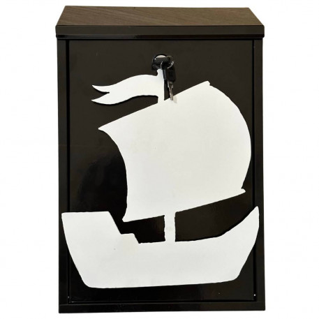 Cutie postala Vivatechnix Boat KRO-1231, otel, 400x250x100mm, Negru/Alb, 2 chei [1]