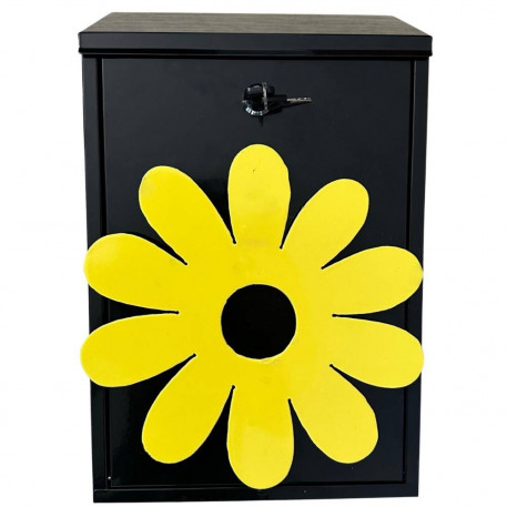Cutie postala Vivatechnix Flower KRO-1229, otel, 400x250x100mm, Negru/Galben, 2 chei [1]