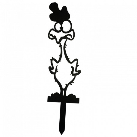 Decoratiune gradina / ghiveci Krodesign Scared Chicken KRO-1133, metal, inaltime 64 cm [1]