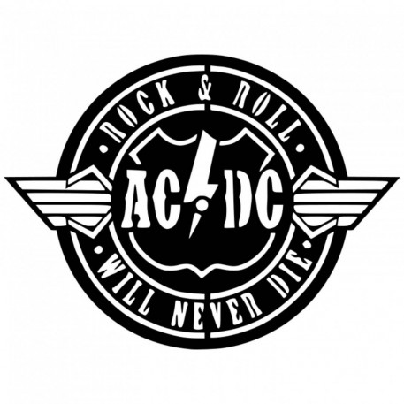 Decoratiune metalica de perete Krodesign KRO-1050, AC/DC, diametru 60 cm, negru, grosime 1.5 mm [1]