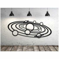Decoratiune perete Krodesign Planets, diametru 80 cm, negru Decoratiune perete Krodesign Planets, diametru 80 cm, negru