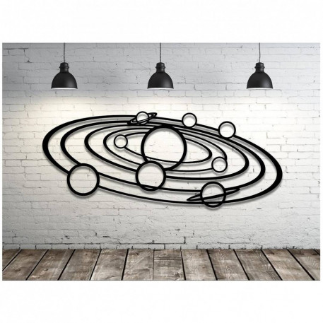Decoratiune perete Krodesign Planets, diametru 80 cm, negru [1]