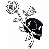 Decoratiune perete Krodesign Skull&Rose, diametru 50 cm, negru Decoratiune perete Krodesign Skull&Rose, diametru 50 cm, negru