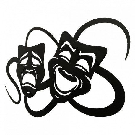 Decoratiune perete Krodesign Theater Mask, diametru 50x34 cm, negru [1]