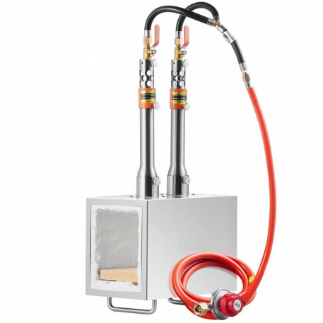 Forja portabila cu 2 arzatoare pe gaz, Inox Patrat 1427 gr C, dimensiune 550 x 180 x 303 mm [1]