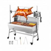 Gratar pe carbune cu rotisor electric 38W, Otel Inoxidabil, inaltime de gatit reglabila 7 niveluri, 1135 x 442 x 1123 mm, 4 roti Gratar pe carbune cu rotisor electric 38W, Otel Inoxidabil, inaltime de gatit reglabila 7 niveluri, 1135 x 442 x 1123 mm, 4 roti