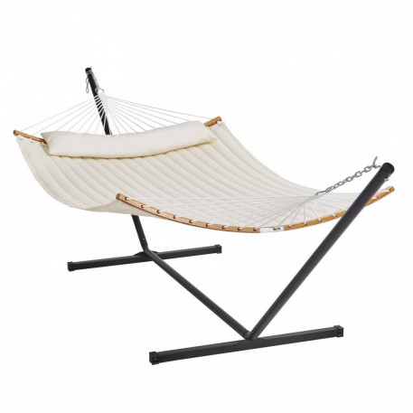 Hamac cu suport otel si perna, matlasat, pentru 2 persoane, Vivatechnix max 217 kg, 3760 x 987 x 1050 mm, Bej [1]