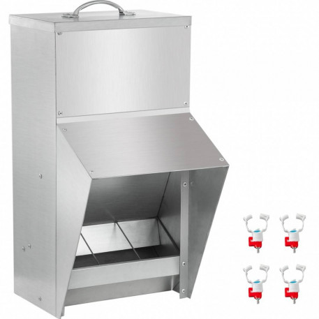 Hranitoare pentru pasari, Otel galvanizat, 33x21x48 cm, Capacitate 11.3 kg, 4 x alimentatoare apa [1]