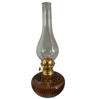 Lampa cu gaz lampant Vivatechnix TR-1015, sticla maro decorata