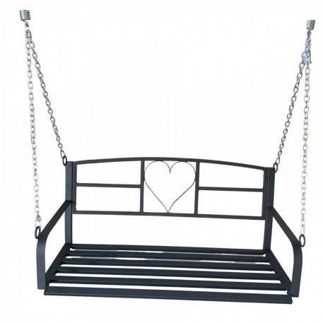 Leagan metalic cu lant pentru gradina Vivatechnix VMD-1050, Negru, 120x55x52cm, 2 locuri [1]