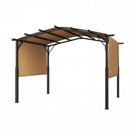 Pavilion retractabil, 2.96 x 3.95 x 2.3 m, impermeabilizare superioara, protectie solara UV50+, Otel/Poliester, Bej [1]