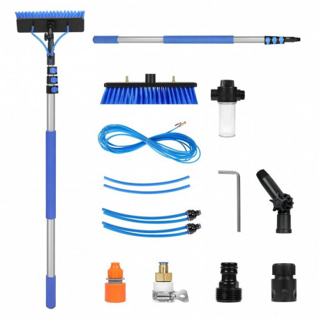 Perie telescopica pentru spalat panouri solare, 3.6 m, Furtun apa 20 m, Aluminiu, Greutate 2.49 kg, Dozator sapun [1]