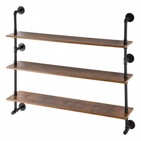 Raft metalic cu 3 x polite incluse din lemn, Vivatechnix Industrial, 1230 x 255 x 1075 mm [1]