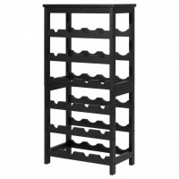 Raft modular detasabil pentru 24 sticle de vin, Stivuibil, Lemn Bambus, 6 Niveluri, 410 x 240 x 823 mm, Negru