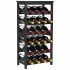Raft modular detasabi pentru 24 sticle de vin, Stivuibil, Lemn Bambus, 6 Niveluri, 410 x 240 x 823 mm, Negru [2]