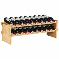 Raft pentru 18 de sticle de vin, Stivuibil, 2 niveluri, Vivatechnix Modular, 850x250x275 mm, Lemn bambus, Maro Raft pentru 18 de sticle de vin, Stivuibil, 2 niveluri, Vivatechnix Modular, 850x250x275 mm, Lemn bambus, Maro