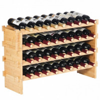 Raft pentru 36 de sticle de vin, Stivuibil, 4 niveluri, Vivatechnix Modular, 850x250x525 mm, Lemn bambus, Maro Raft pentru 36 de sticle de vin, Stivuibil, 4 niveluri, Vivatechnix Modular, 850x250x525 mm, Lemn bambus, Maro