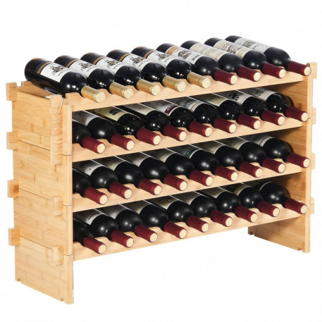 Raft pentru 36 de sticle de vin, Stivuibil, 4 niveluri, Vivatechnix Modular, 850x250x525 mm, Lemn bambus,  Maro [1]