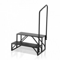 Scara portabila cu balustrada, 2 trepte, Otel, capacitate 200 kg, Negru, Inaltime 360 mm Scara portabila cu balustrada, 2 trepte, Otel, capacitate 200 kg, Negru, Inaltime 360 mm