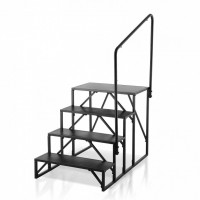 Scara portabila cu balustrada, 4 trepte, Otel, capacitate 200 kg, Negru, Inaltime 720 mm Scara portabila cu balustrada, 4 trepte, Otel, capacitate 200 kg, Negru, Inaltime 720 mm