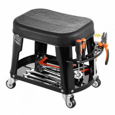 Scaun de atelier, 4 x roti, pivotare 360°, capacitate 136 kg, tavita, 440 x 270 x 350 mm Scaun de atelier, 4 x roti, pivotare 360°, capacitate 136 kg, tavita, 440 x 270 x 350 mm